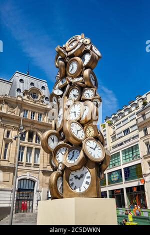 Paris, France - June 29, 2015: L`Heure de Tous monument, Gare Saint-Lazare train station Stock Photo